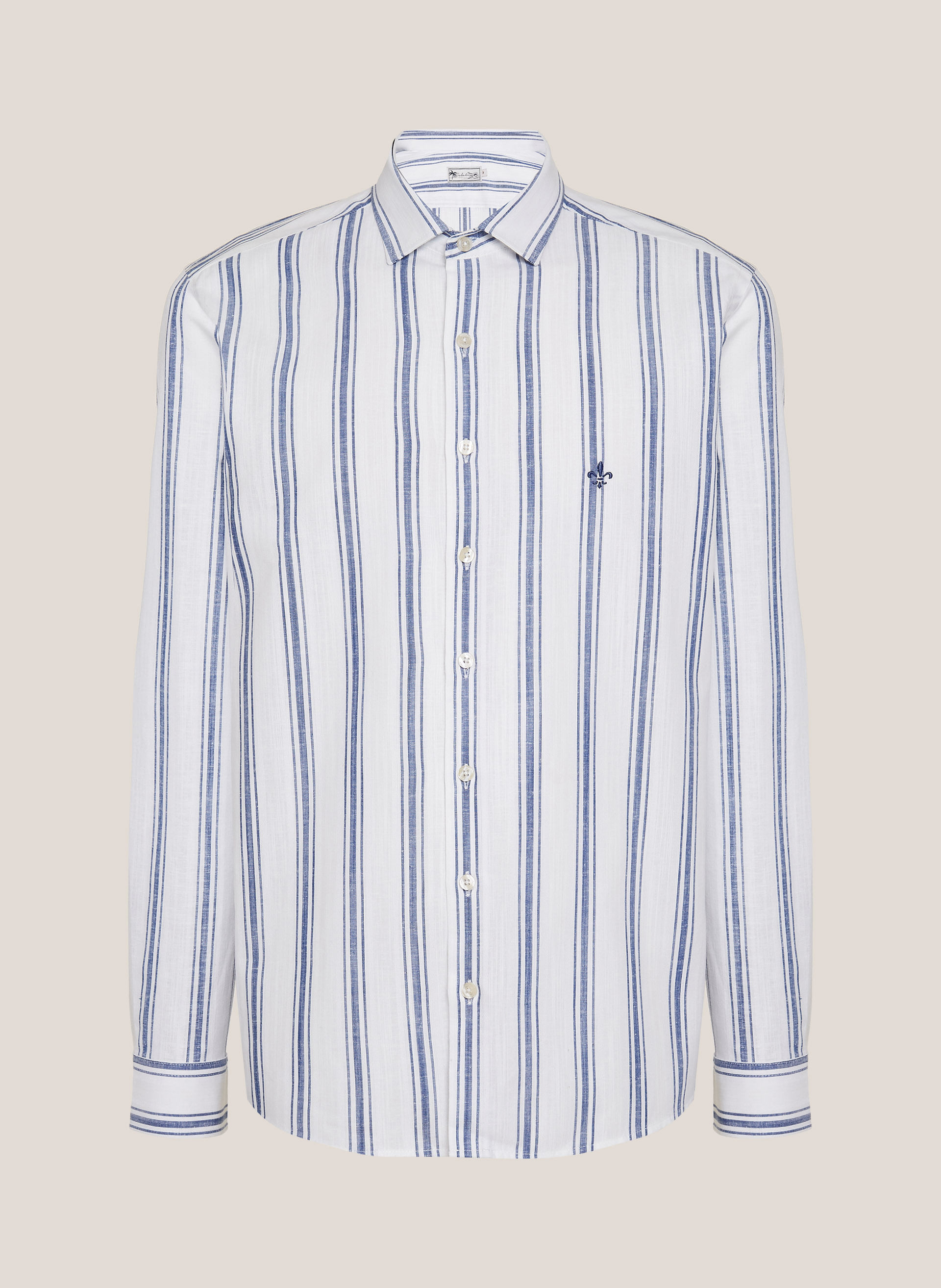Camisa Slim Fit Listrada Cânhamo Dudalina Masculina