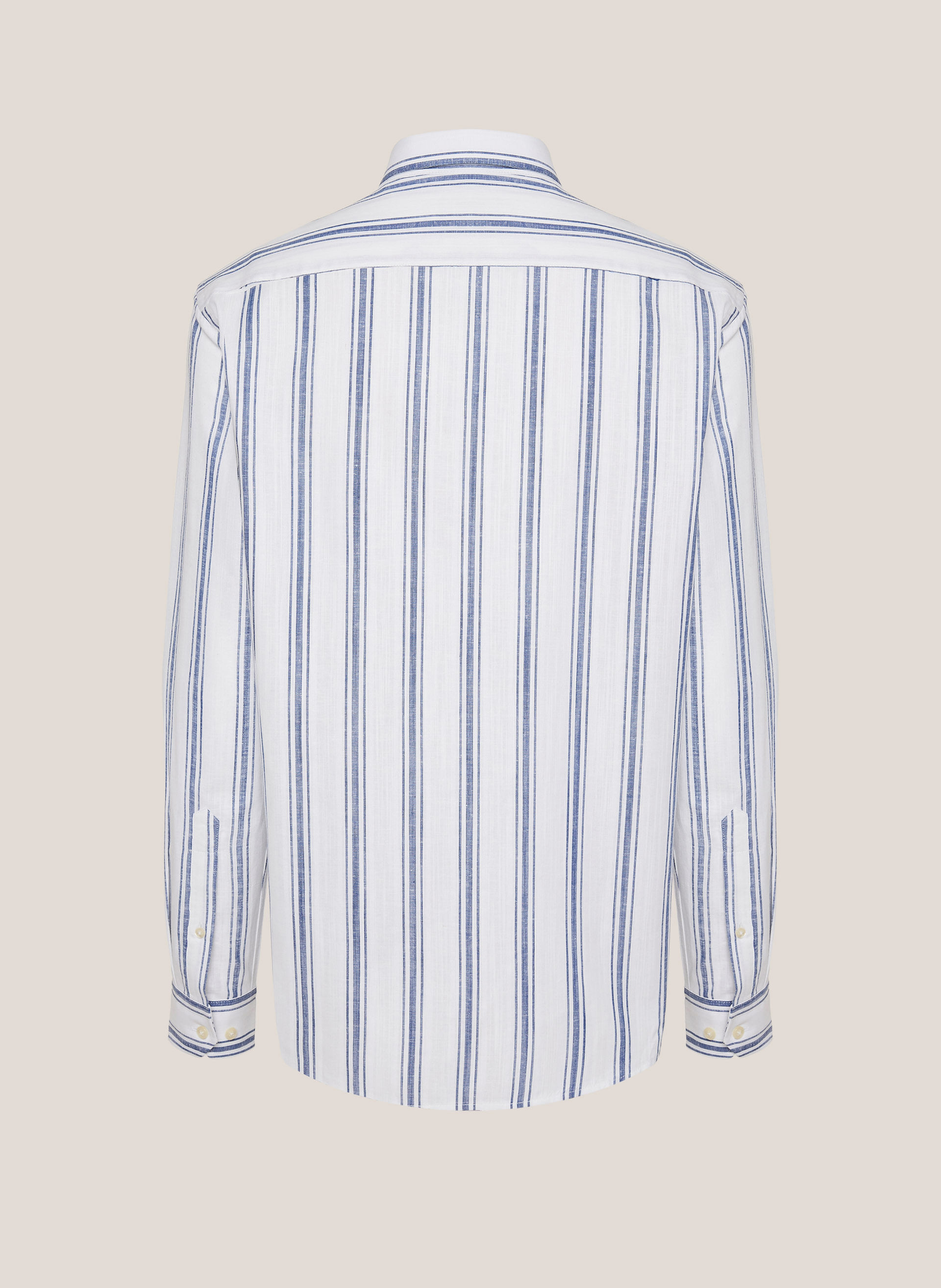 Camisa Slim Fit Listrada Cânhamo Dudalina Masculina