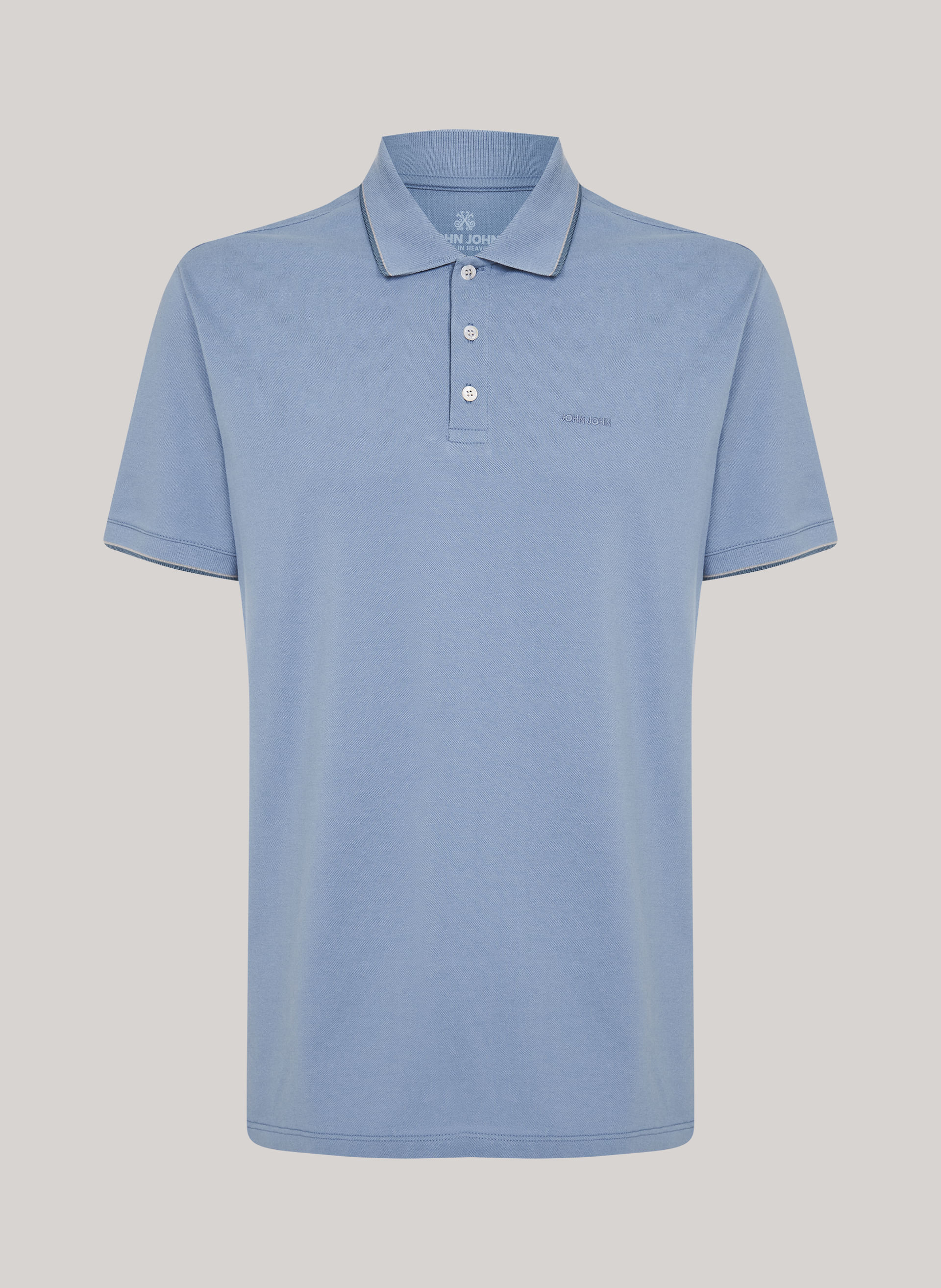 Polo Regular Fit 2 Lines Azul Claro John John Masculina