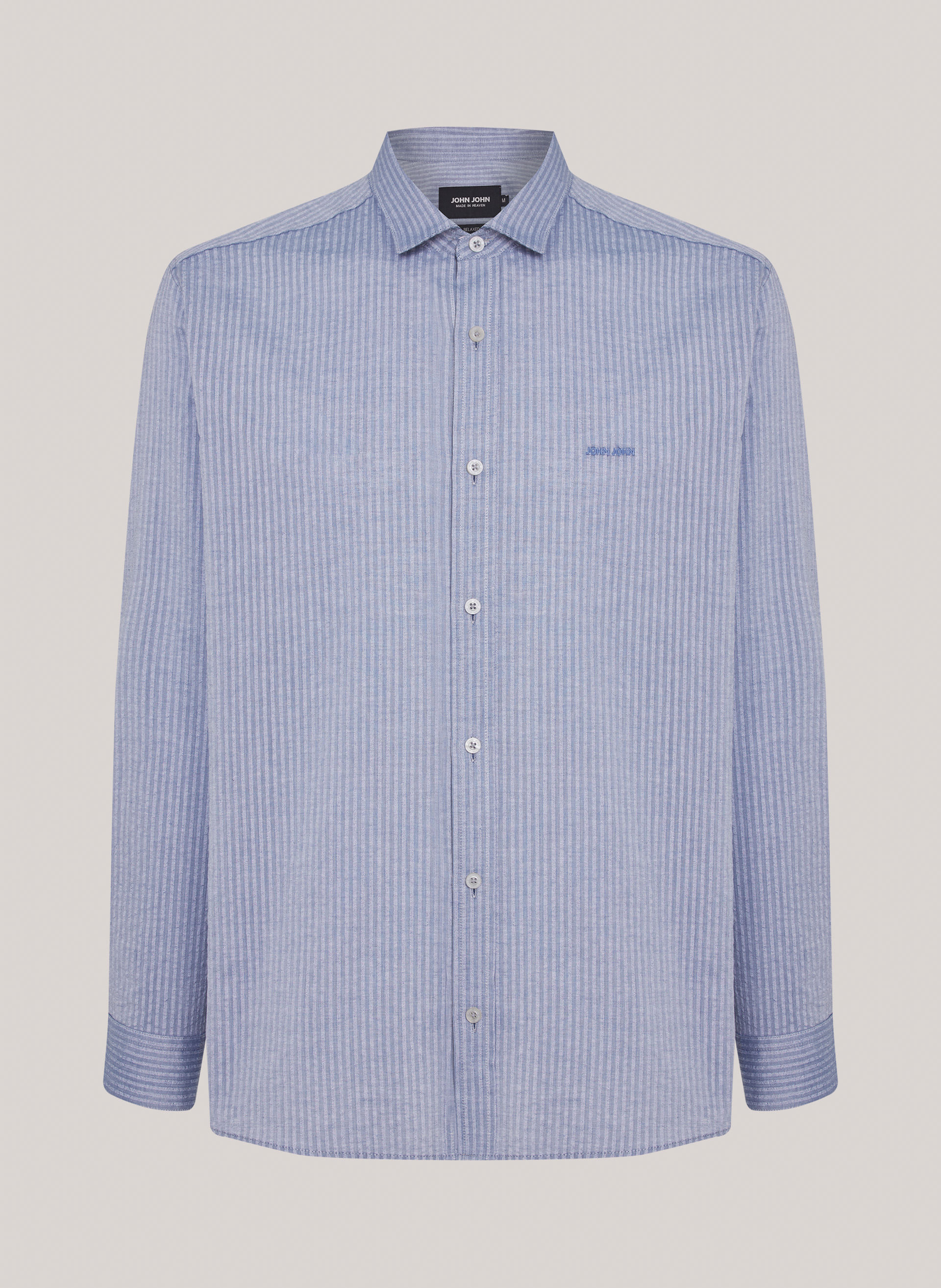 Camisa Relaxed Fit Texture Blue John John Masculina