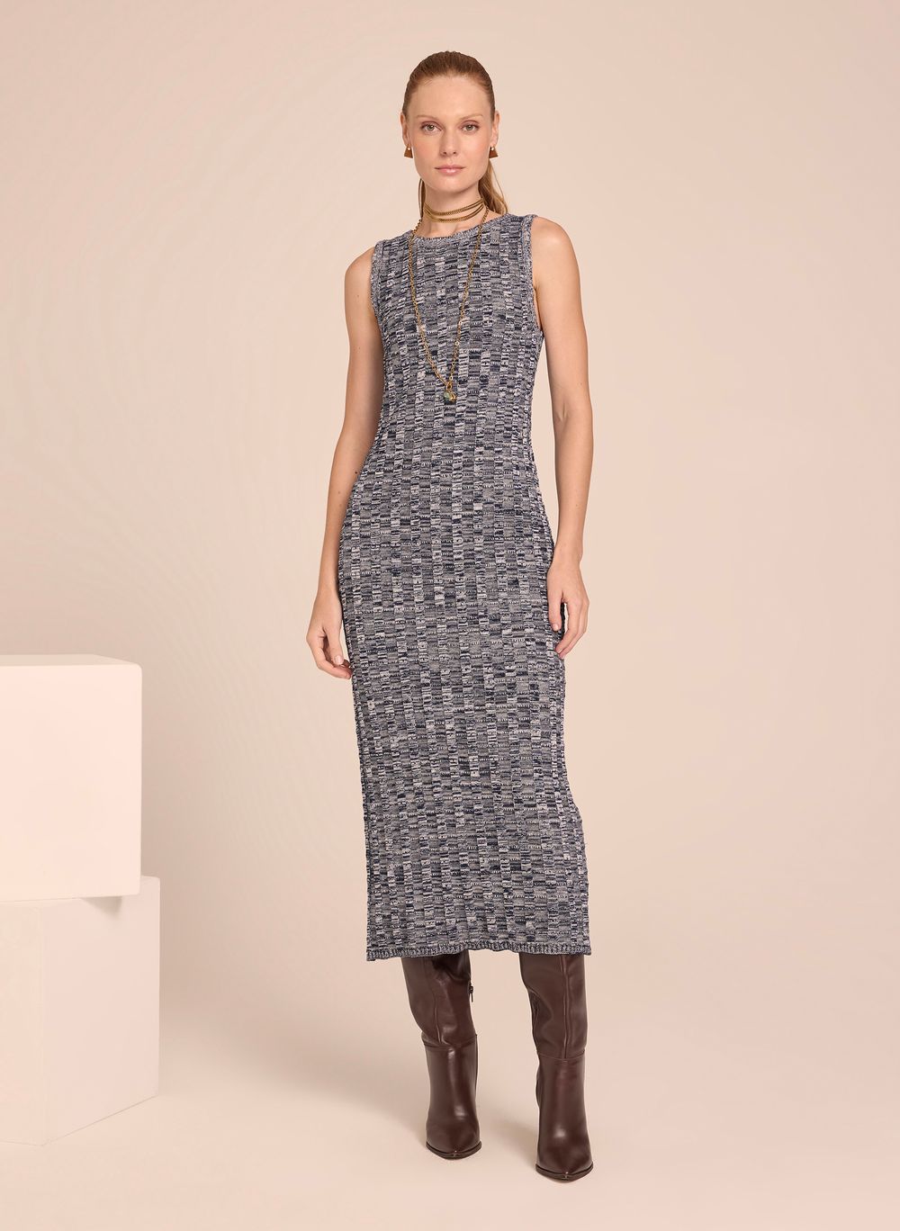 Vestido Le Lis Renata Tricot Longo Feminino