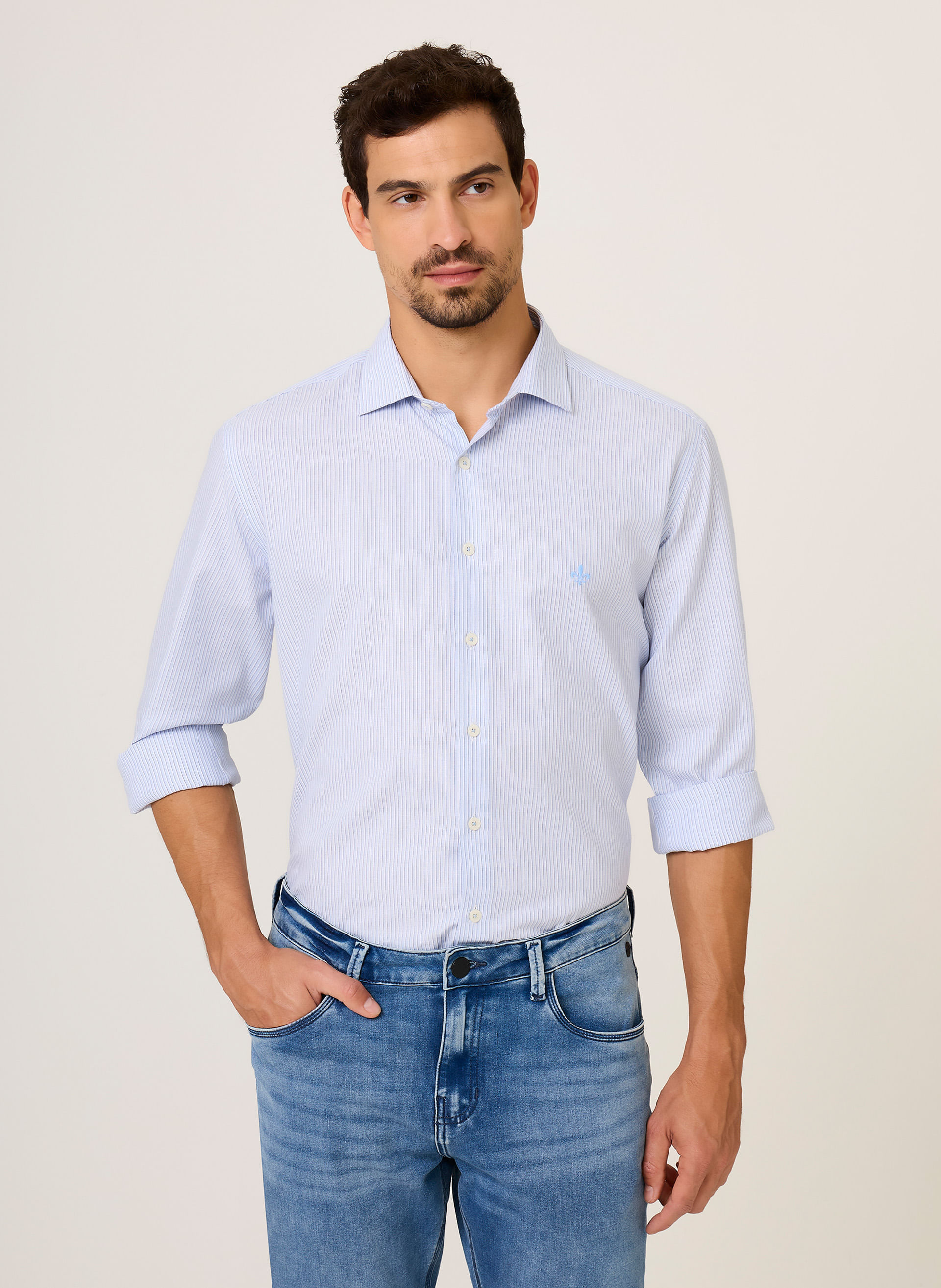 Camisa Comfort Fit Listrada Dudalina Masculina