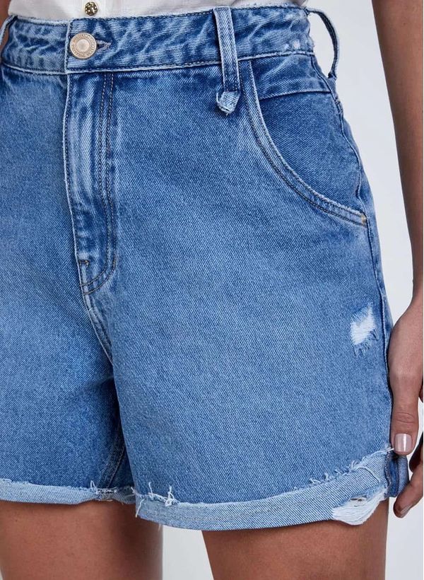 Detalhe-da-textura-do-Shorts-Jeans-Relax-Sustentavel-Dudalina-Feminino