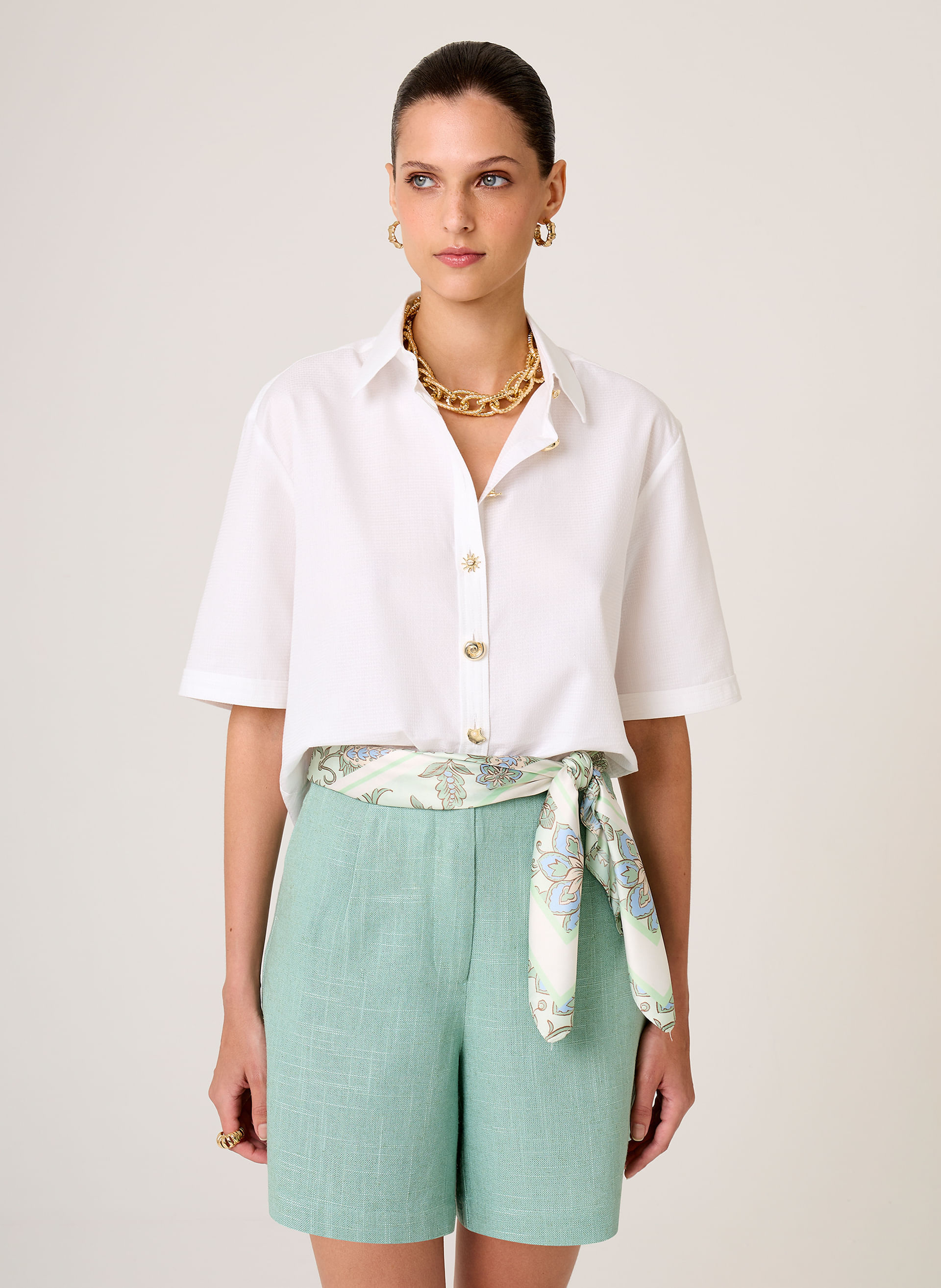 Camisa Cropped Maquinetada Dudalina Feminina