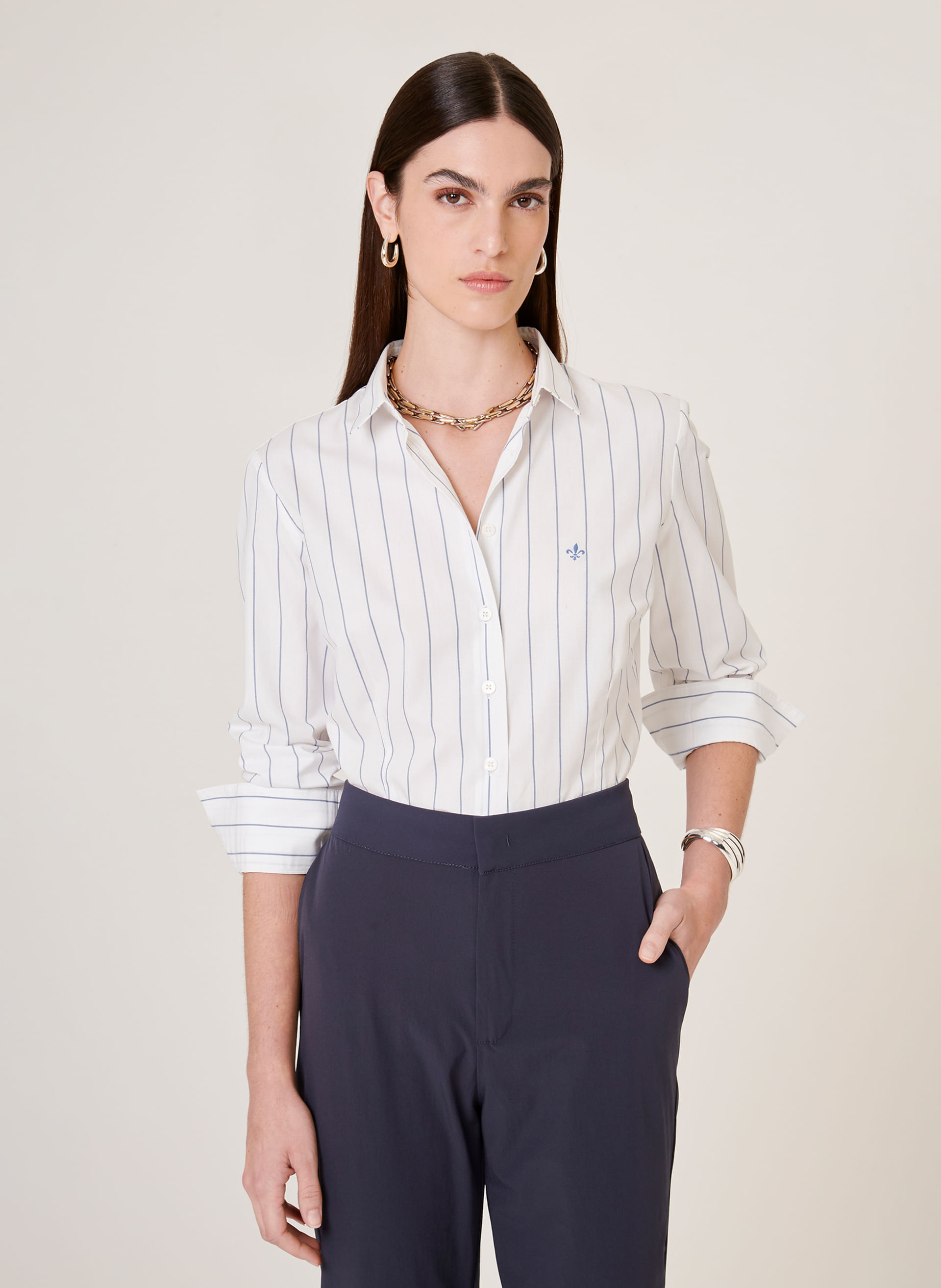 Camisa Slim Fit Listrada Dudalina Feminina