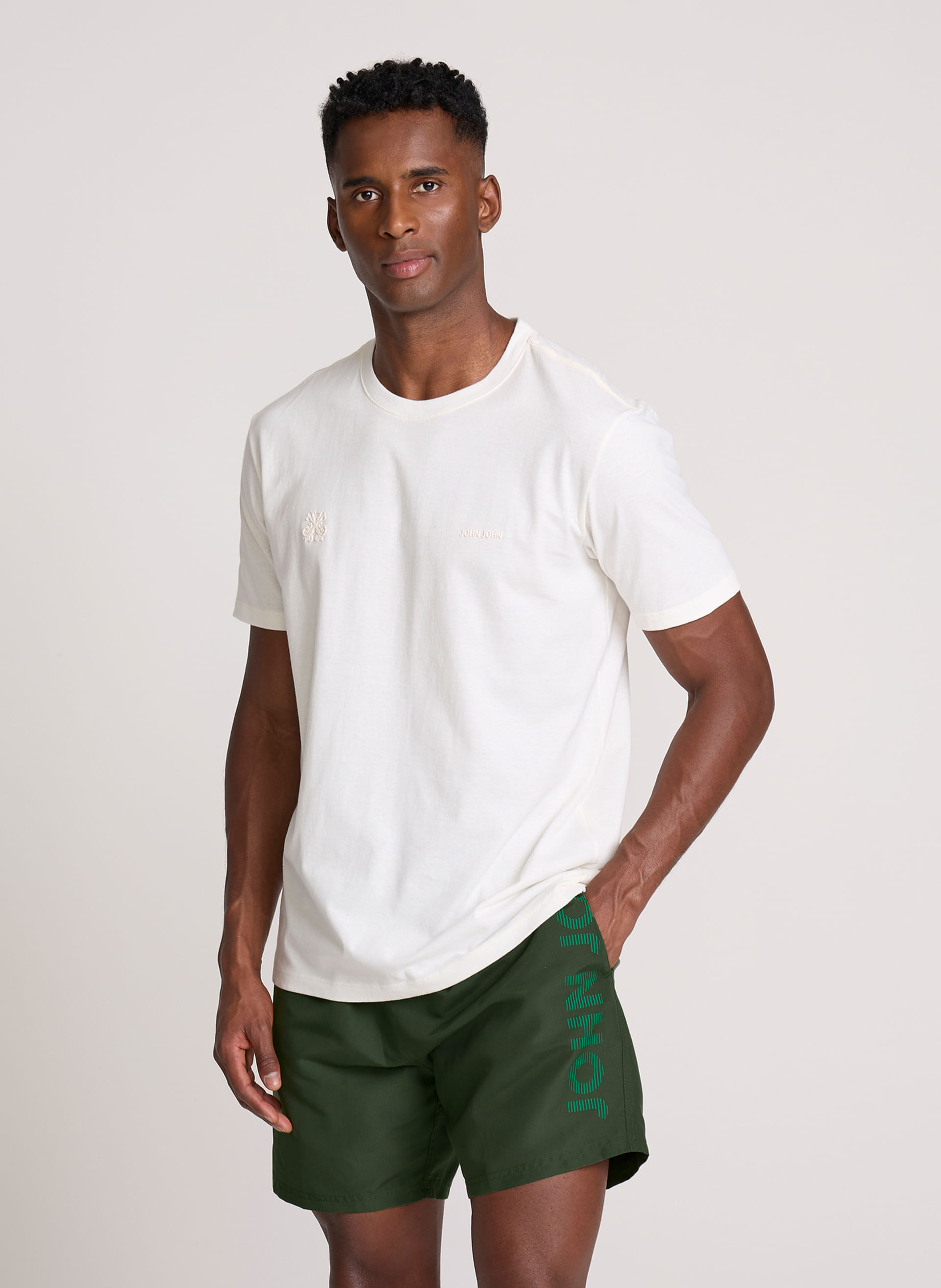 Camiseta Regular Fit Key Left White John John Masculina