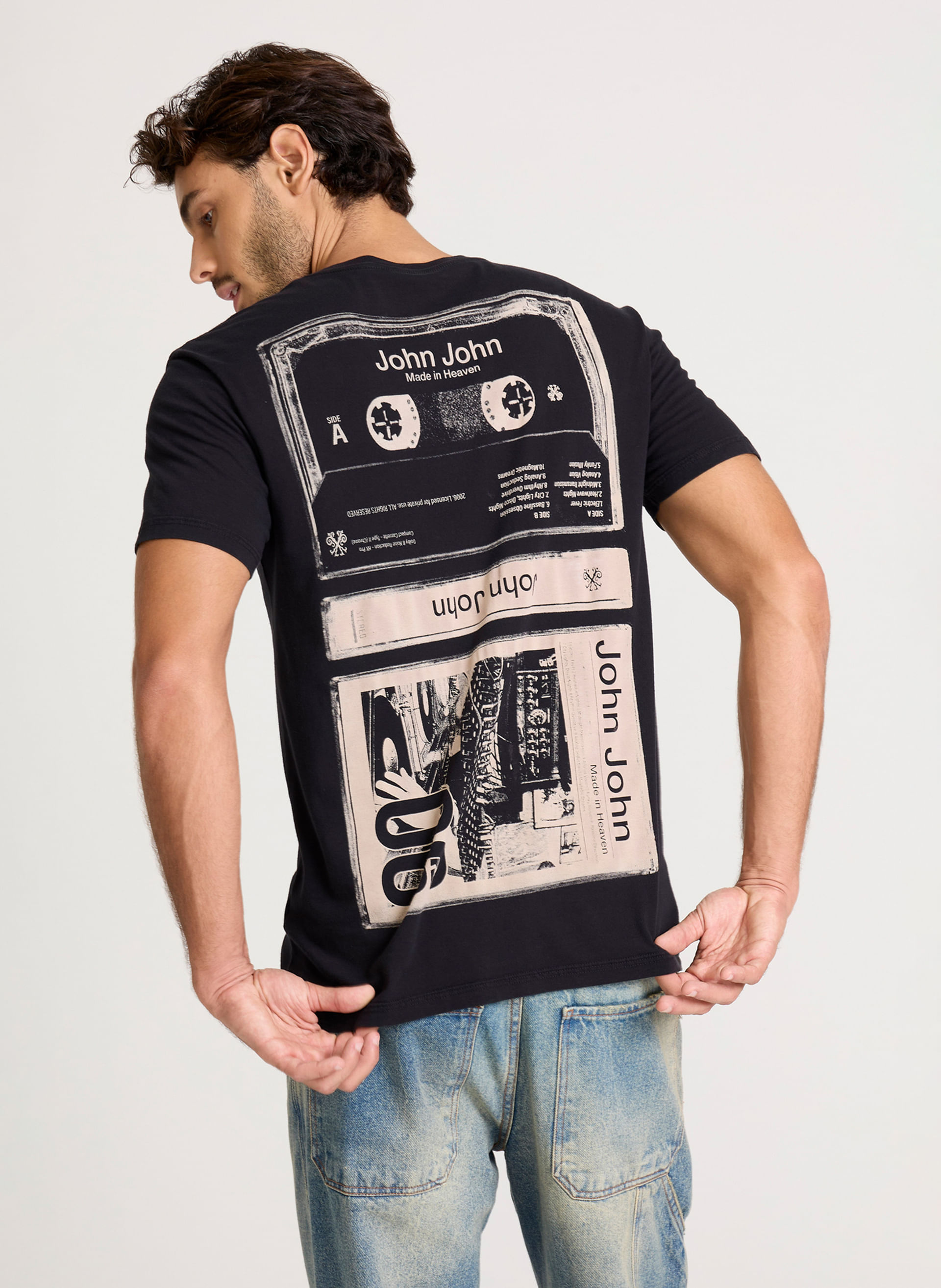 Camiseta Slim Fit Vintage Records John John Masculina