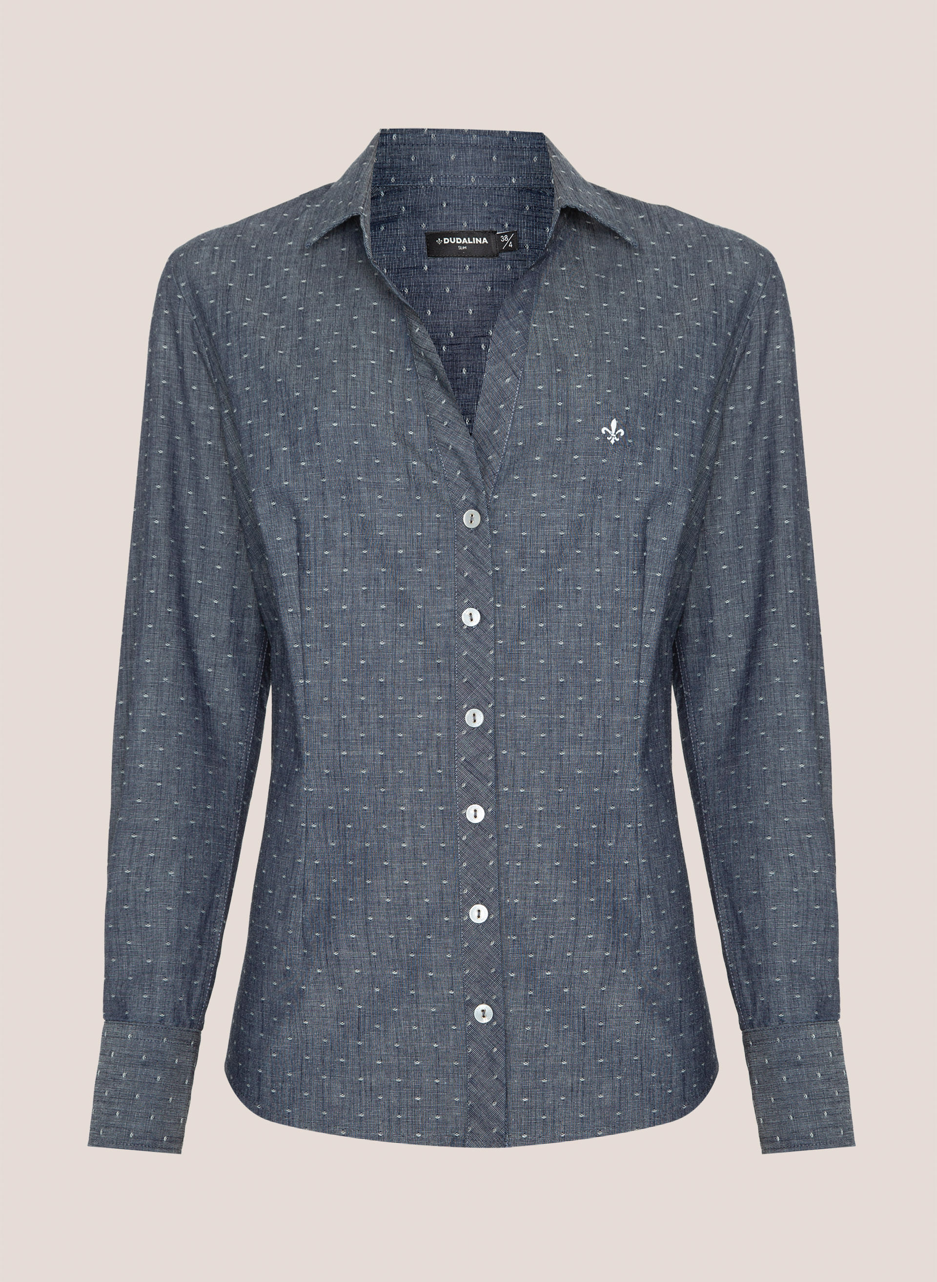 Camisa Jeans Slim Fit Decote Aberto Dudalina Feminina