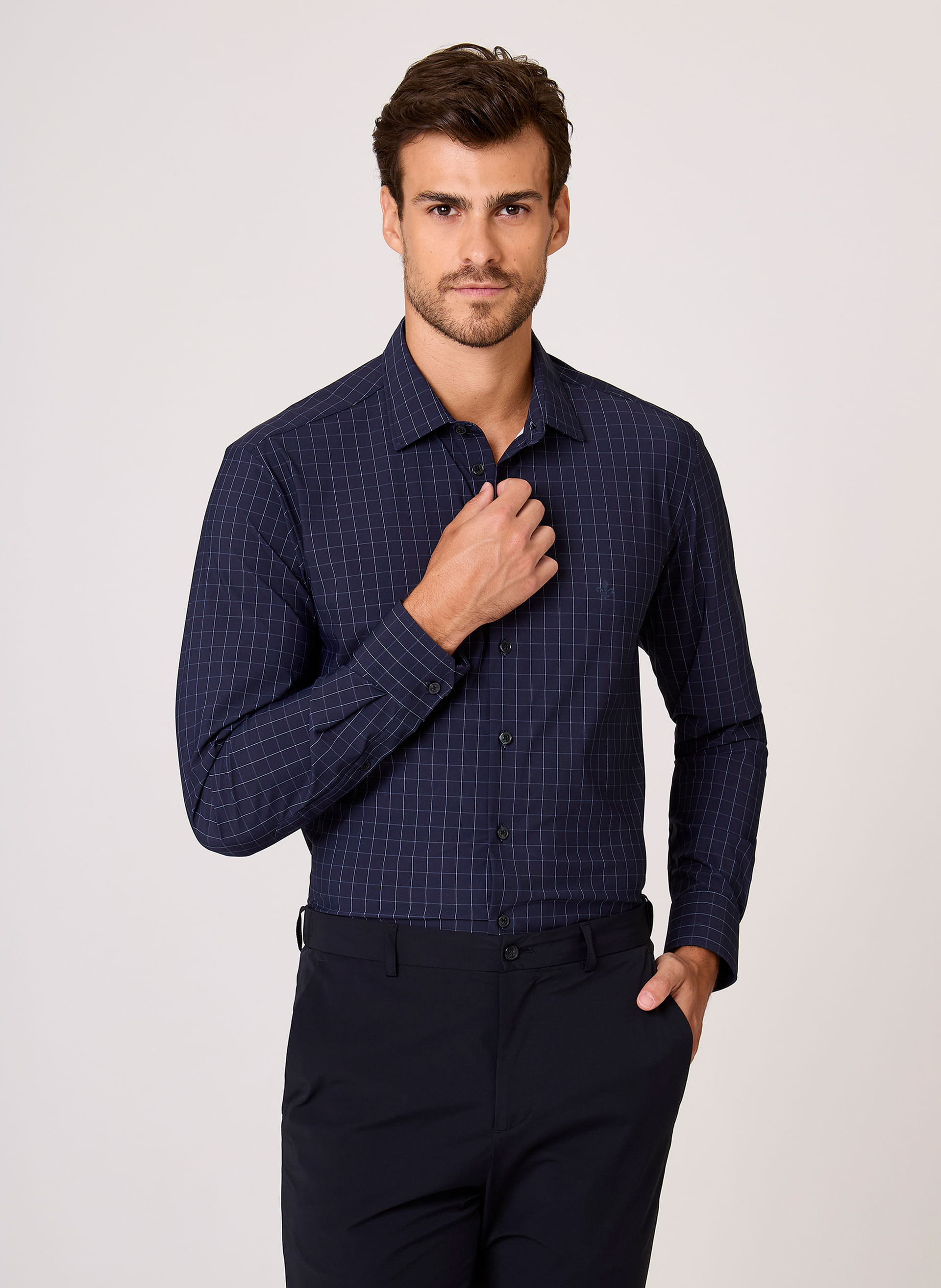 Camisa Slim Fit Performance Xadrez Dudalina Masculina