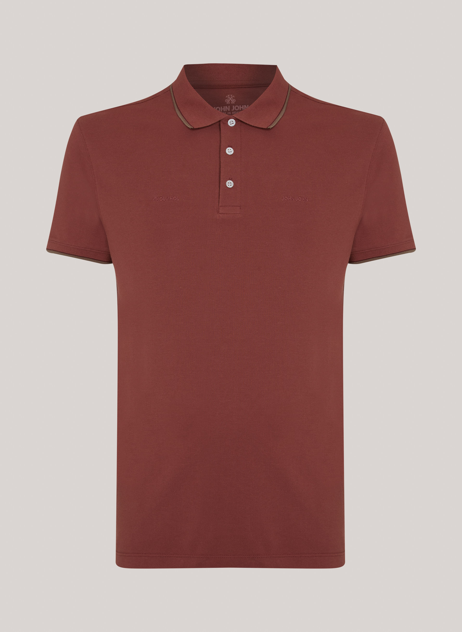 Polo Regular Fit Two Lines Rosa John John Masculina