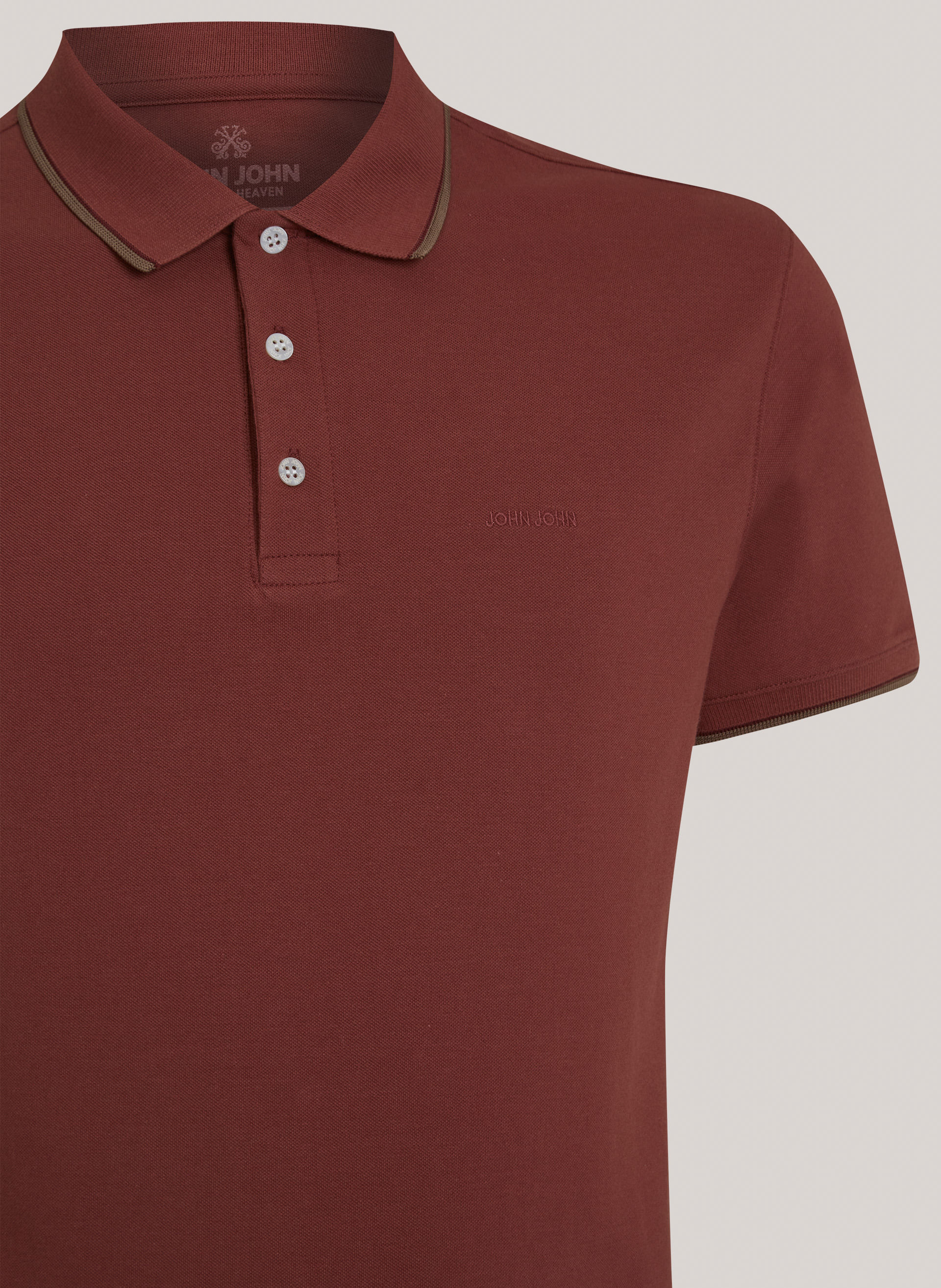 Polo Regular Fit Two Lines Rosa John John Masculina
