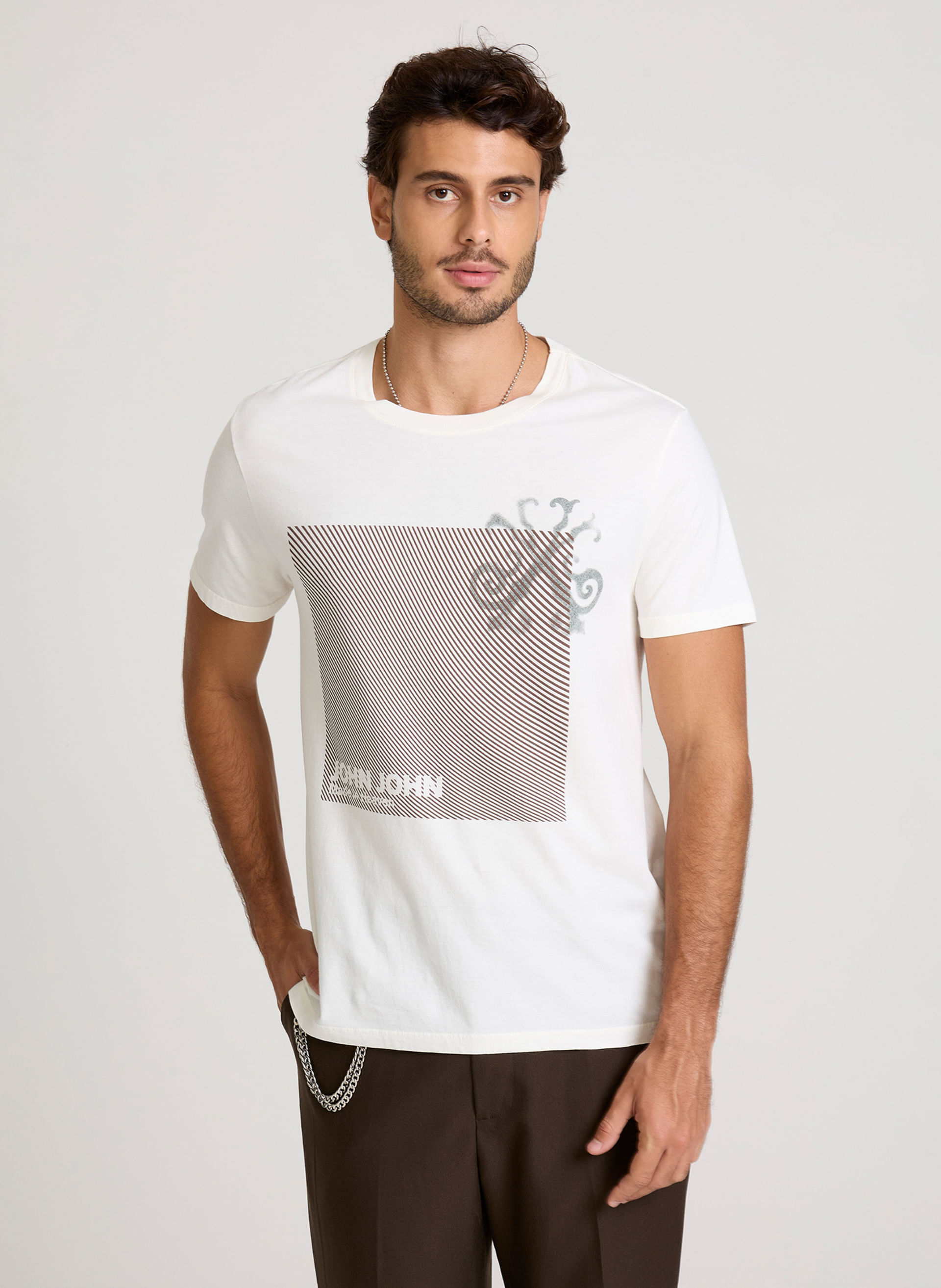 Camiseta Slim Fit Postcard Off John John Masculina