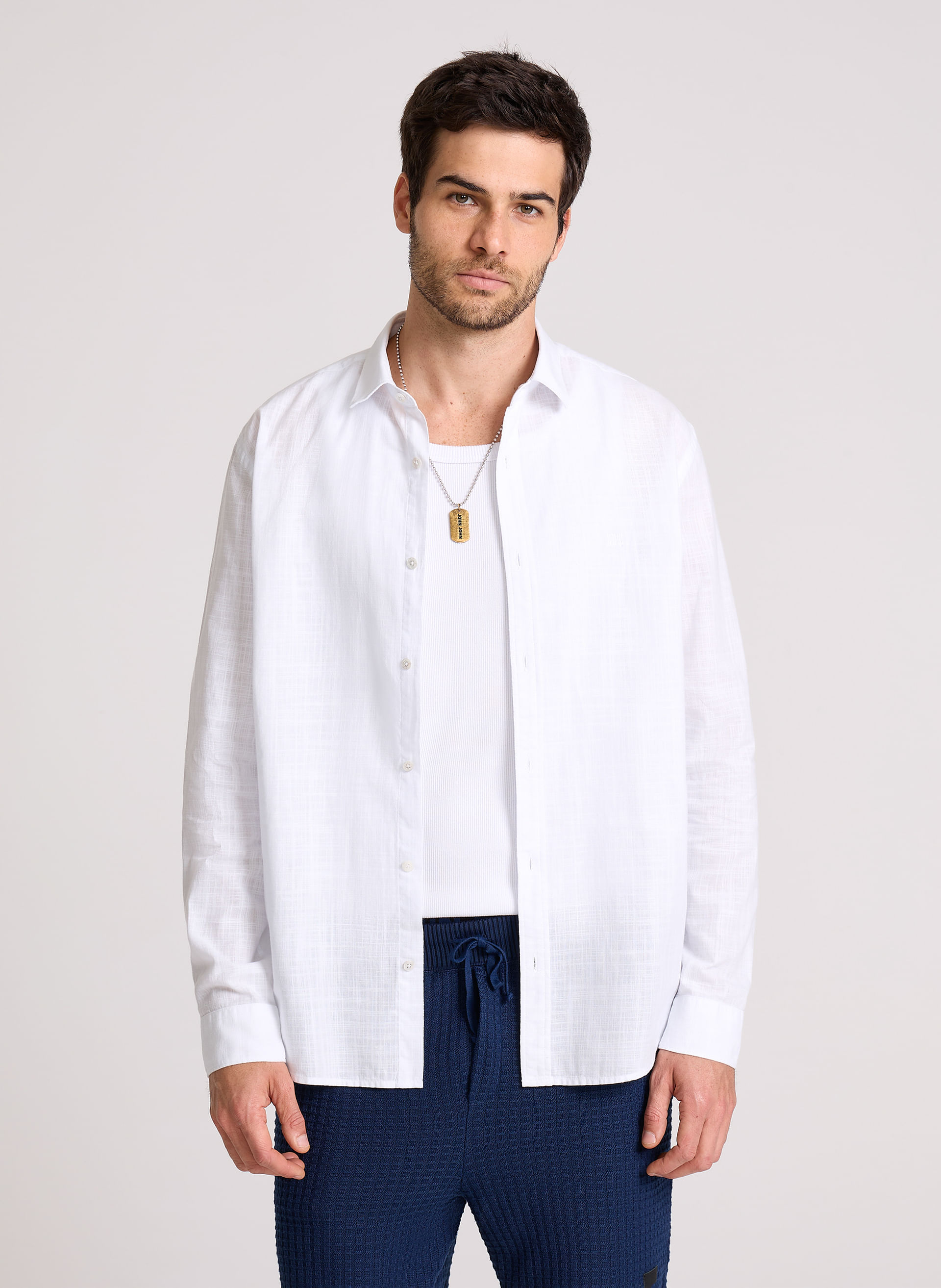 Camisa Relaxed Fit Cotton White John John Masculina
