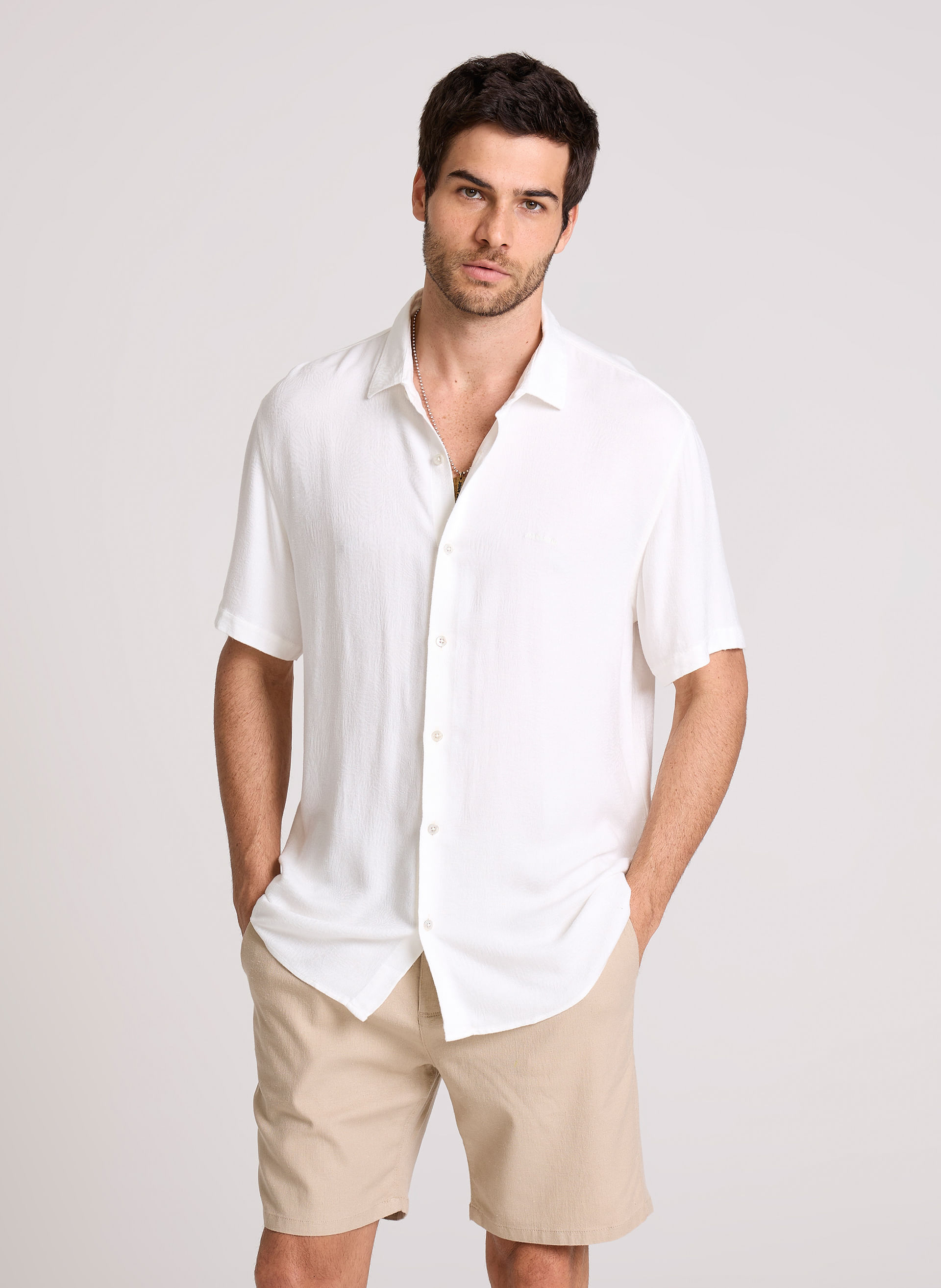 Camisa Relaxed Fit Jacquard Sea John John Masculina