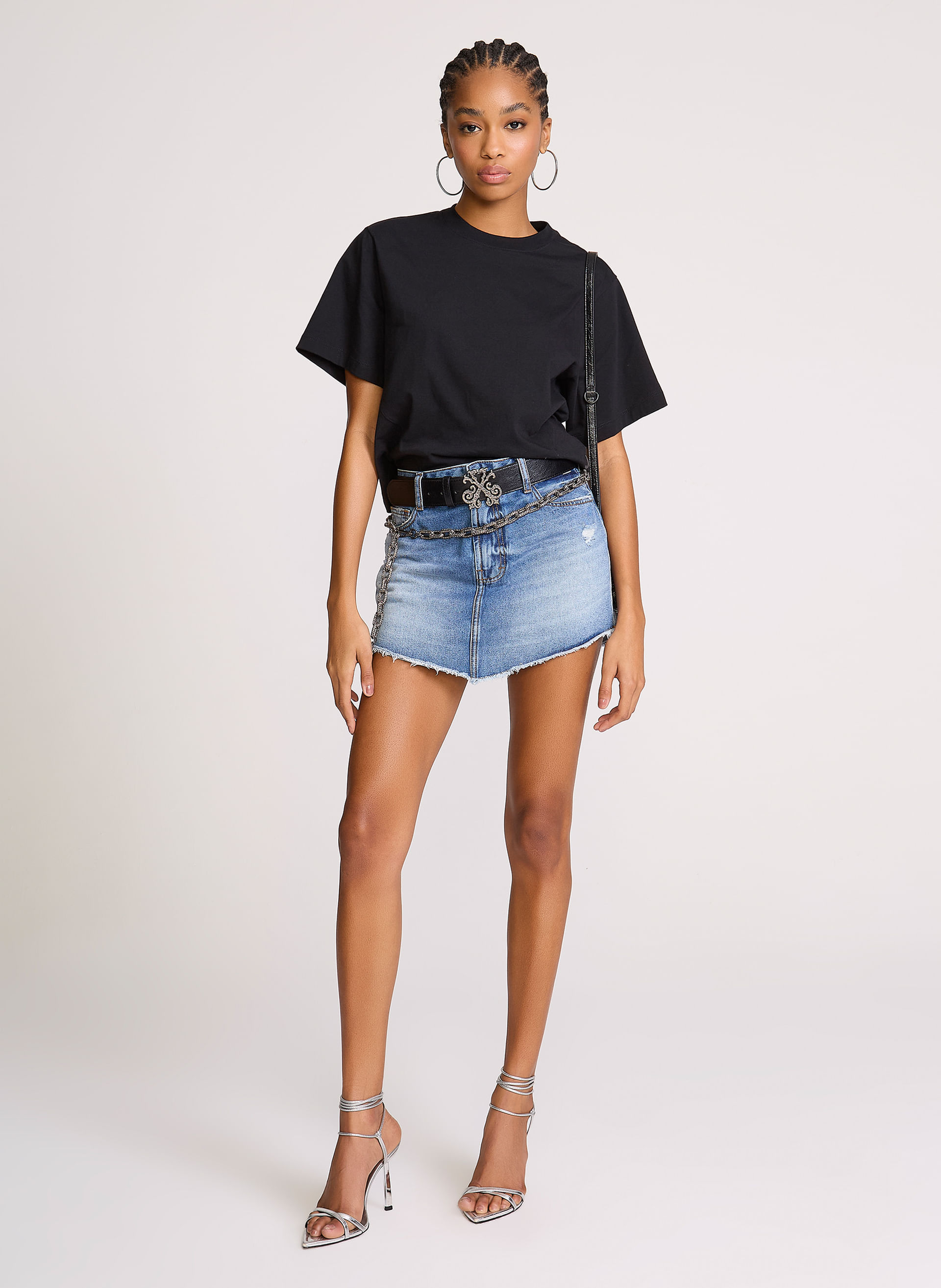 Saia Jeans Reta Bico Costa Rica John John Feminina