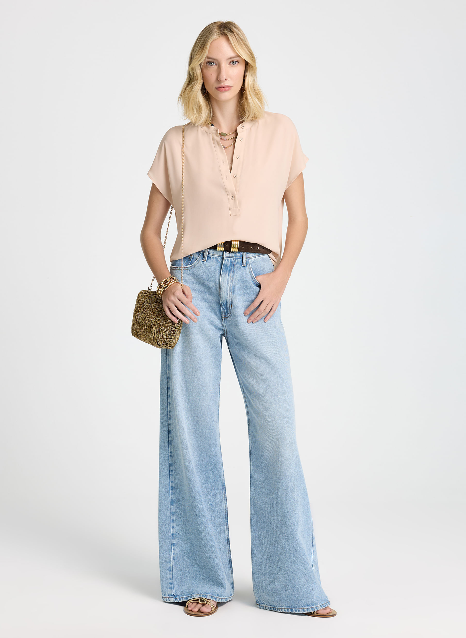 Calça Le Lis Natália Panta Wide Jeans Feminina