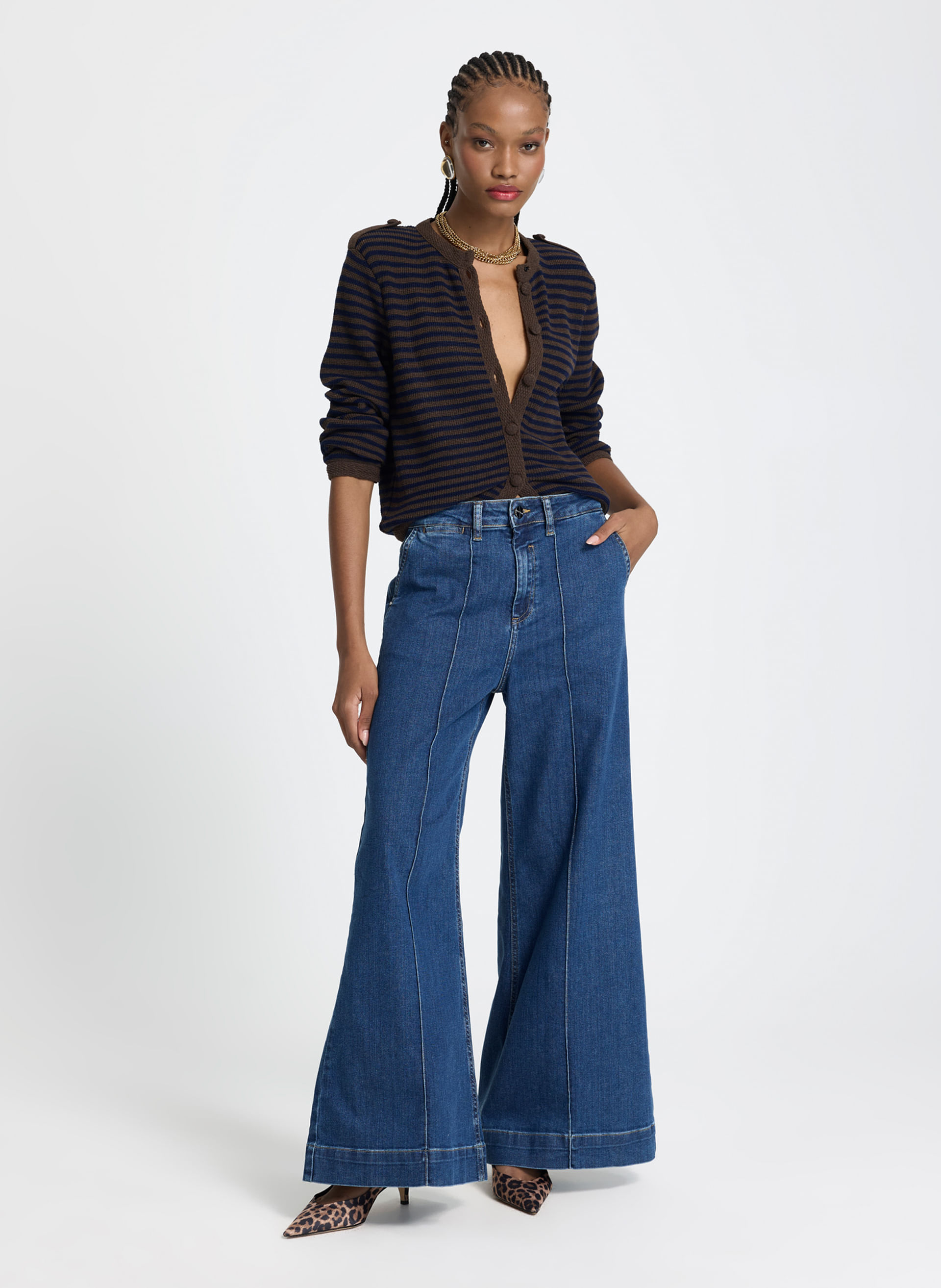 Calça Le Lis Fabi Panta Wide Jeans Feminina