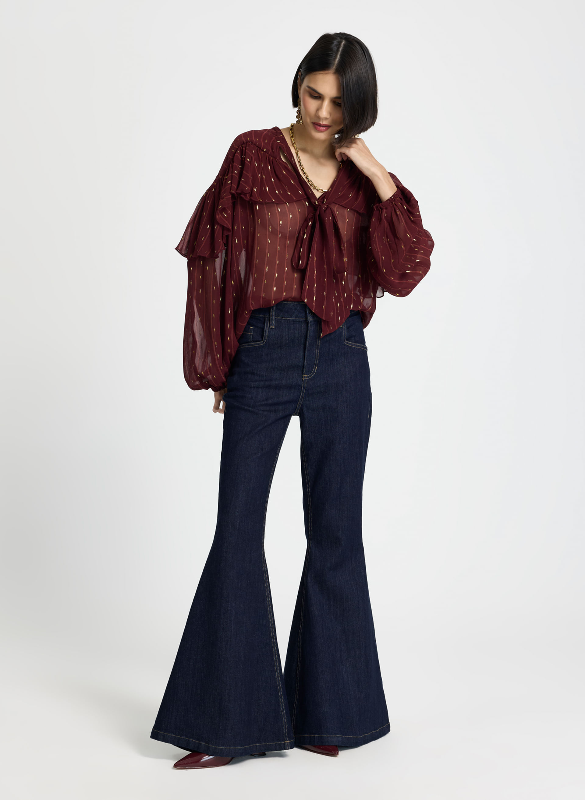 Calça Le Lis Andy Flare Jeans Feminina
