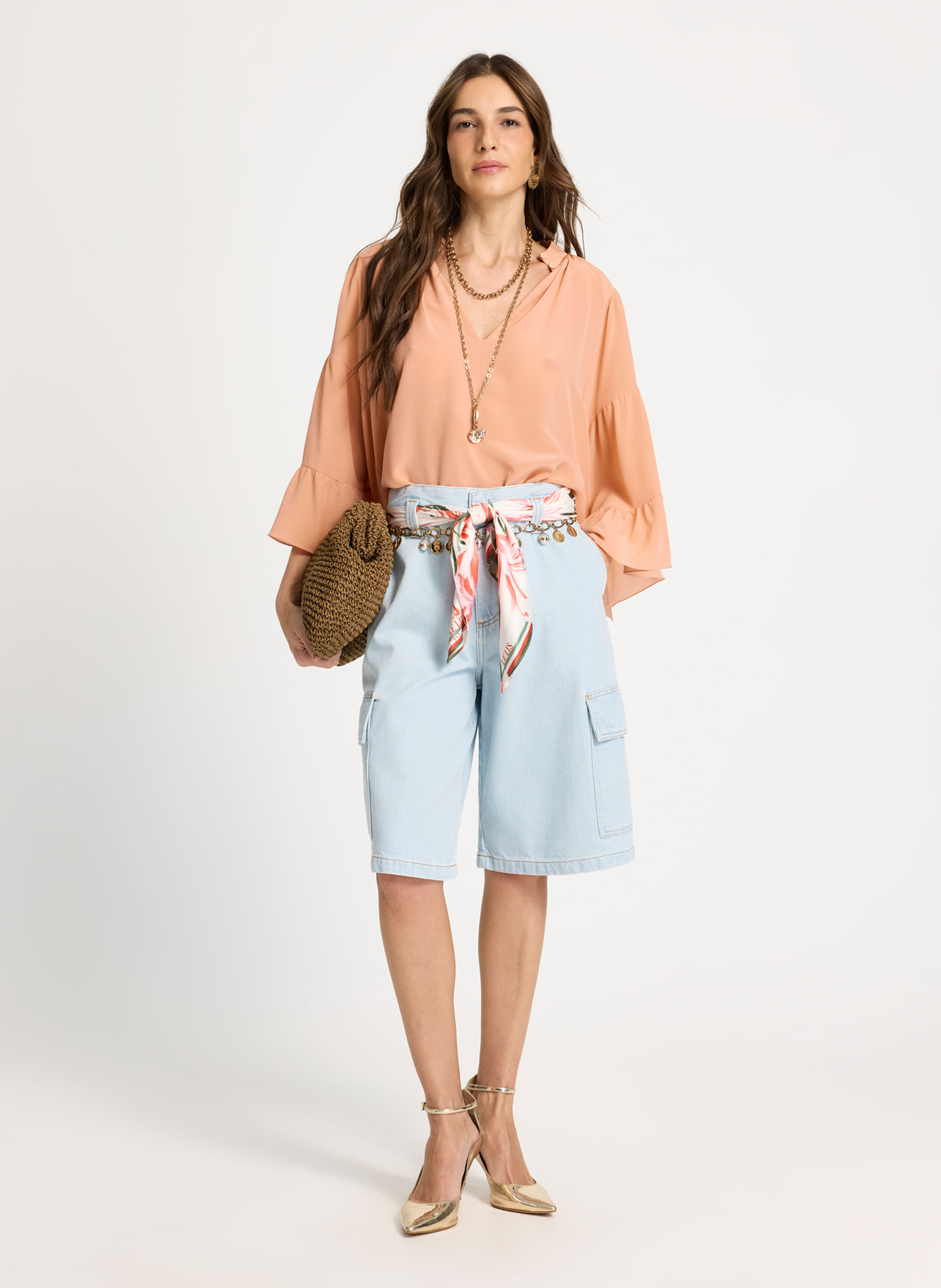 Bermuda Le Lis Clochard Malu Jeans Feminina