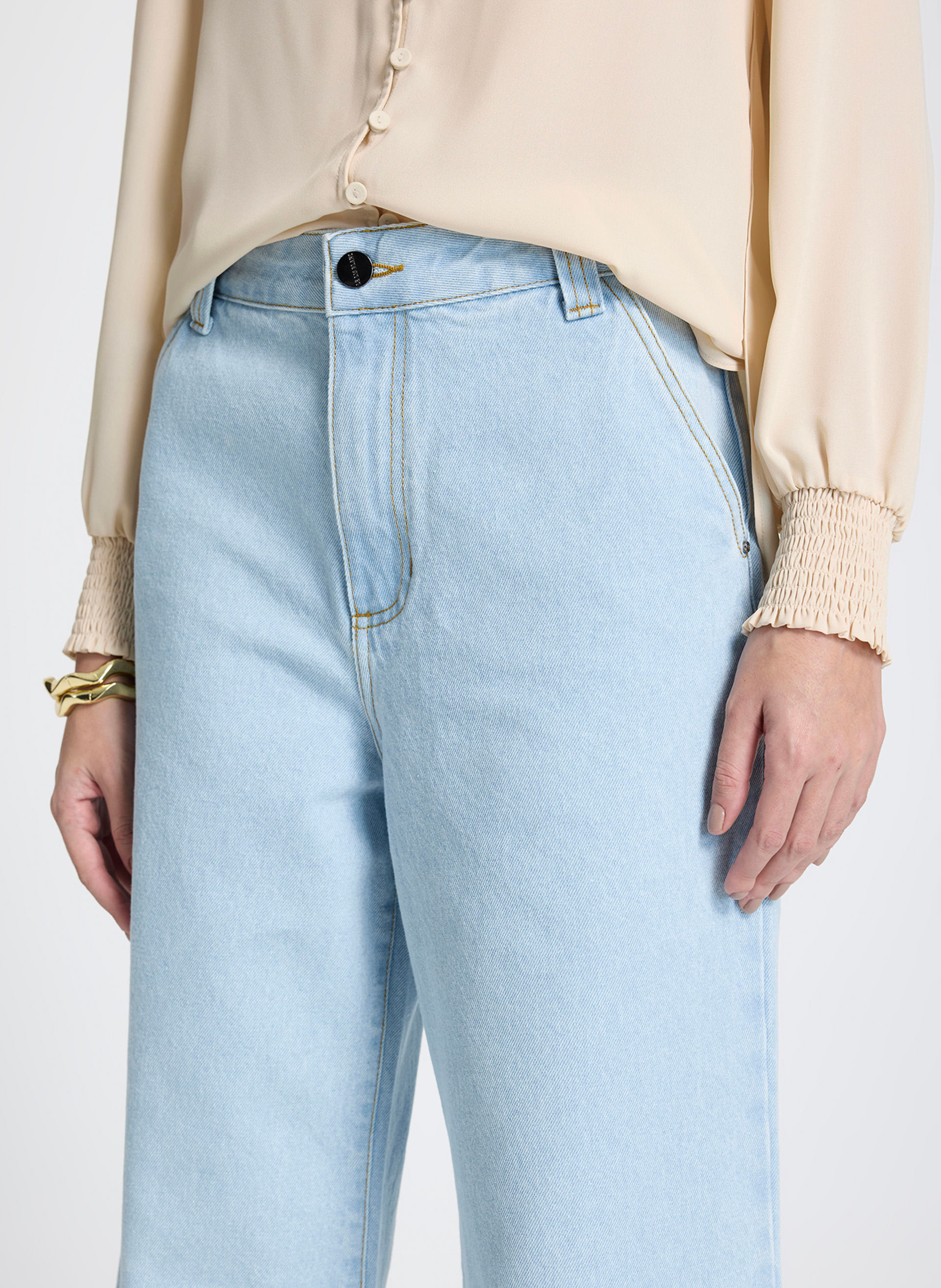 Calça Le Lis Pantalona Fla Jeans Feminina