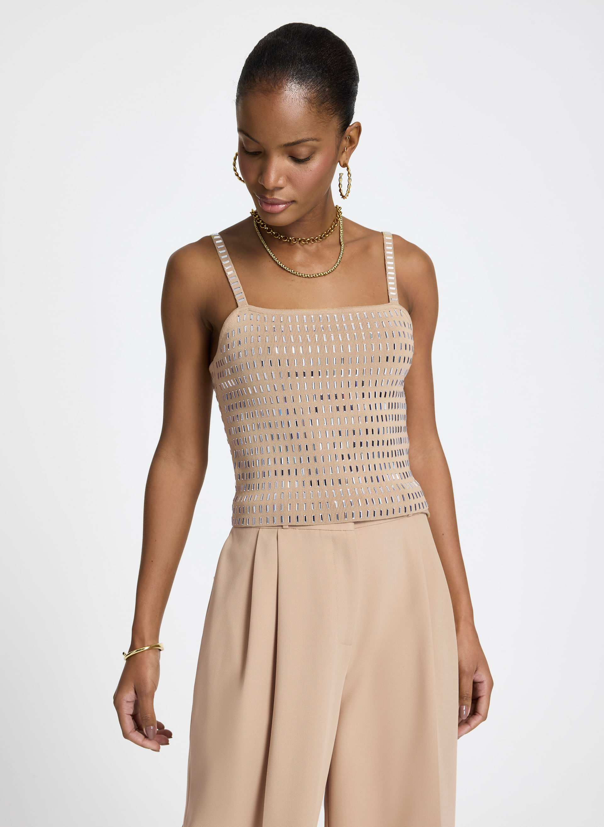 Top Le Lis Cally Strass Tricot Feminino