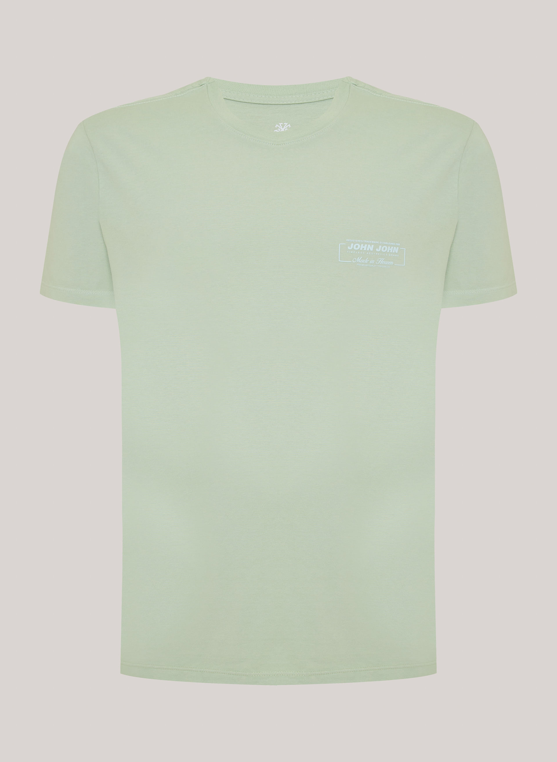 Camiseta Regular Fit Square Verde Claro John John Masculina